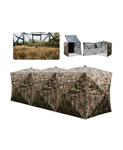 Sugift 2-6 Person Side-by-Side Hunting Blinds Double One-way See-through Ground Blinds