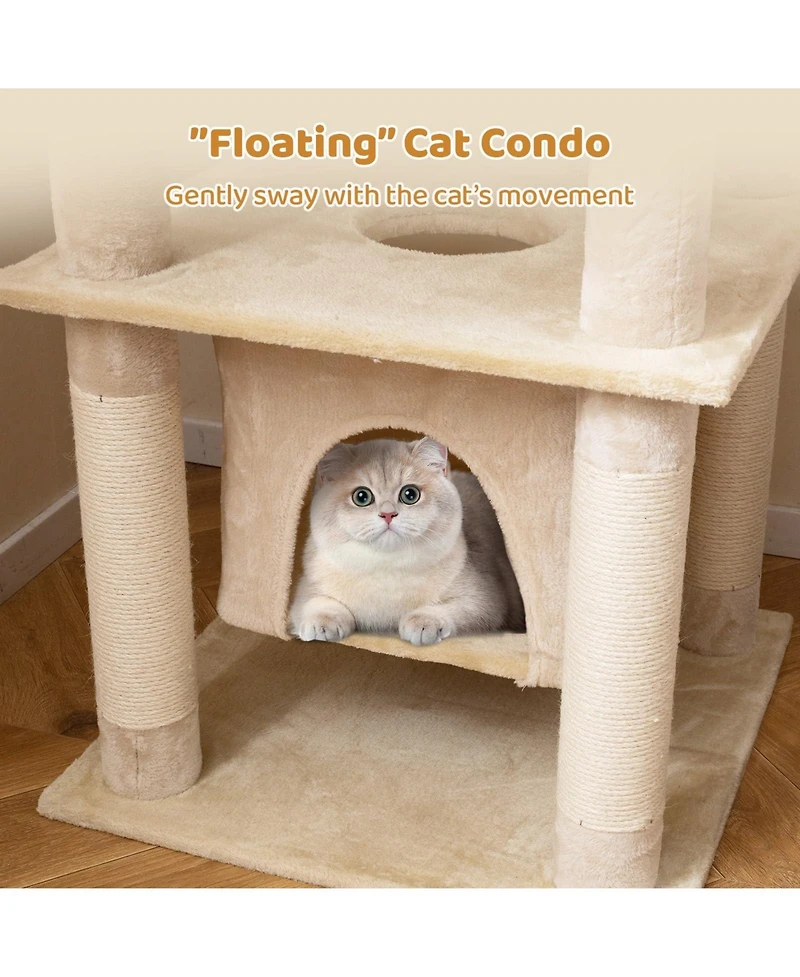 Cozito Cat Tree 58 inch with Swaying Aerial Condo and Perch Bed