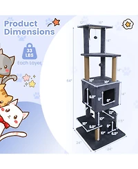 Cozito Cat Tree 64 in with 2 Condos and Jute Scratching Posts