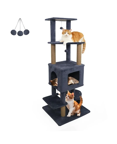 Cozito Cat Tree 64 in with 2 Condos and Jute Scratching Posts