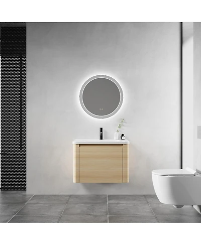 Sillysis Inch Wall Mounted Bathroom Vanity with Ceramic Sink, Soft Close Door and Plywood Cabinet
