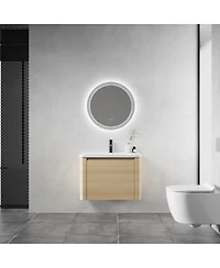 Sillysis Inch Wall Mounted Bathroom Vanity with Ceramic Sink, Soft Close Door and Plywood Cabinet