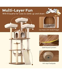 Cozito Cat Tree 68 inch with Padded Perches Condo and Sisal Posts