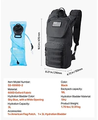 Mecale Tactical 18L Hydration Backpack with 3L Water Bladder and Molle System