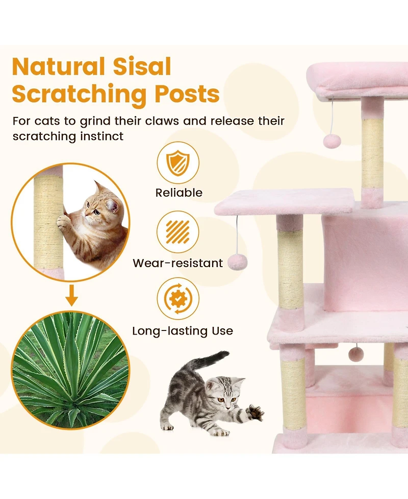 Cozito Cat Tree 58 in Soft Plush Multi-Level with Top Perch