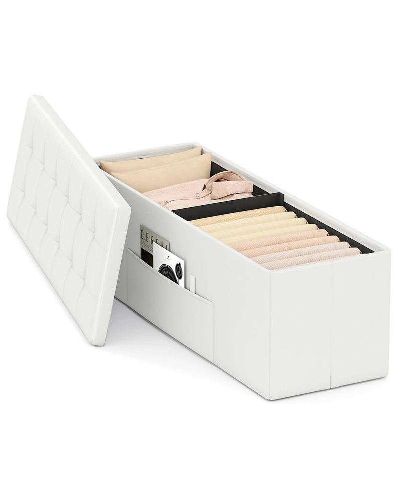 Gouun 43-Inch Folding Storage Ottoman Bench with Foot Rest