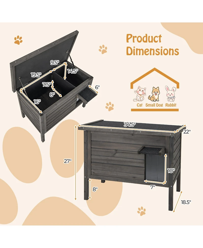 Cozito Cat House Outdoor Insulated with All-Round Foam for Winter