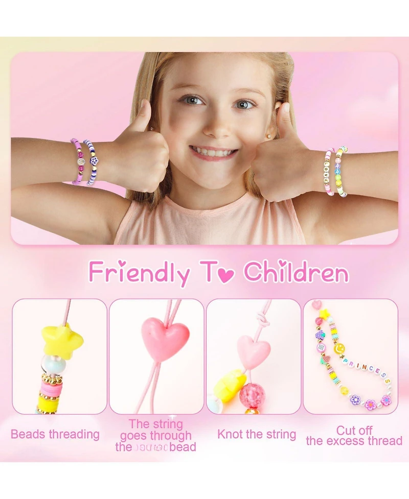 Gnuadz 7500 Clay Beads Friendship Bracelet Making Kit Polymer Heishi Letter Charm Diy Arts Crafts Gifts Toys