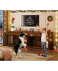 gaomon Dog Crate Furniture 47", Large Tv Stand with 2 Drawers and 4 Shelves, Wooden Kennel Indoor, Decorative Cage