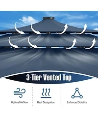 Gouun 10 ft Solar Patio Umbrella with 32 Led Lights and Three-Tier Vented Canopy