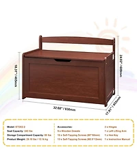 Sugift Wooden Toy Chest for Kids, with Safety Hinge, Cherry