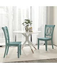 Sugift Set of 2 Cross Back Rubber Wood Dining Chairs
