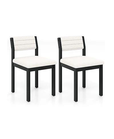 Sugift Set of 2 Dining Chairs Sherpa Upholstered Armless Chair with Wood Frame