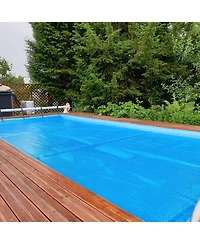 Sugift 32FT x 16FT Rectangle Swimming Pool Cover 12-mil Heat Retaining Pool Solar Blanket with Carrying Bag