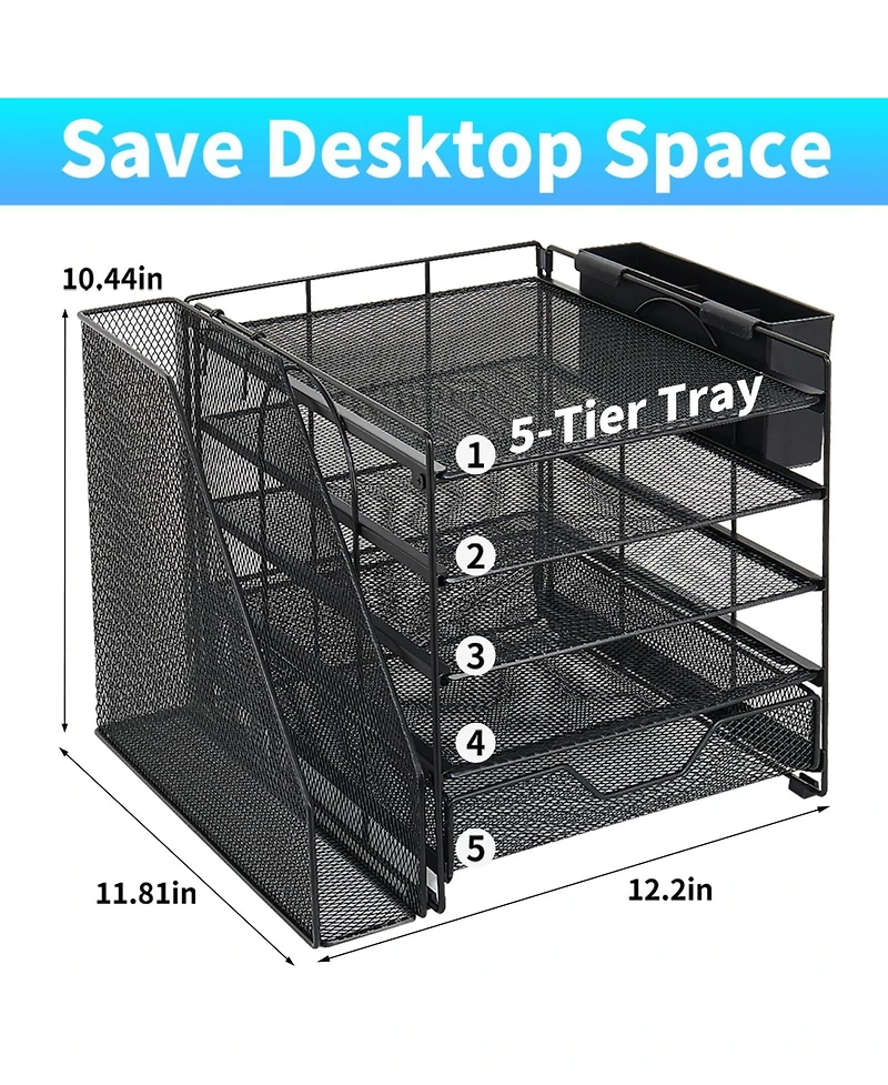 Gnuadz Desk Organizer 5-Tier Tray File Holder Drawer Pen