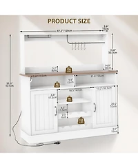 gaomon 47-Inch Buffet Sideboard Cabinet with Power Outlets, Wine Rack and Goblet Holders