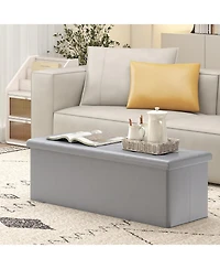 Gouun 43-Inch Linen Folding Storage Ottoman Bench with Padded Top