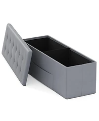 Gouun 43-Inch Linen Folding Storage Ottoman Bench with Padded Top