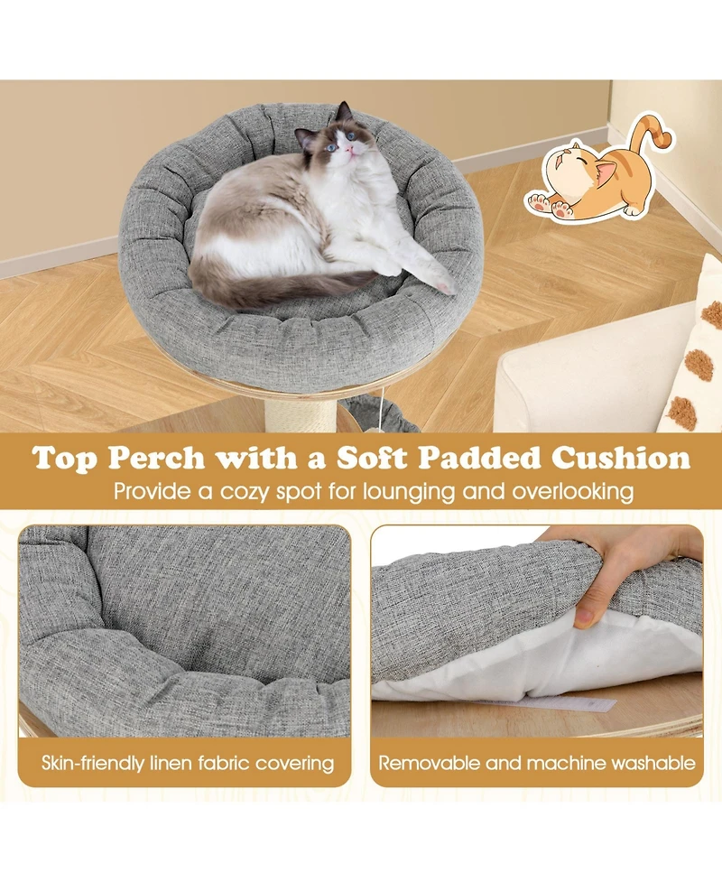 Cozito Cat Tree 63 in Modern Wooden with Perch Condo Hammock