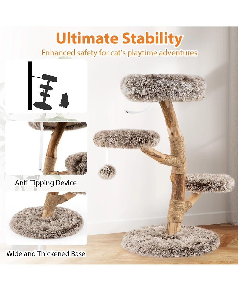 Cozito Cat Tree Solid Pear Wood with Perch and Jute Posts
