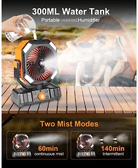 Gnuadz Portable Camping Fan With Misting Rechargeable Led Light 20000mAh