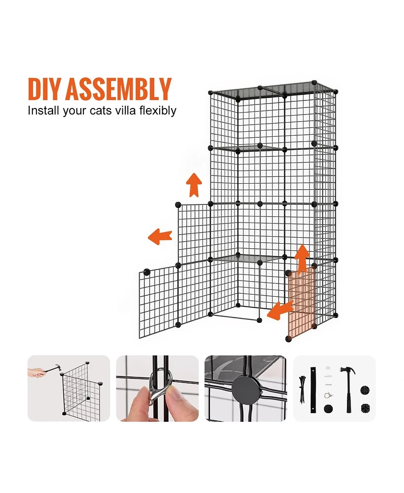 Cozito Cat Cage 4-Tier 41x28x55 in Metal Enclosure with 4 Doors