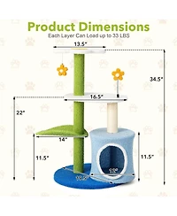 Cozito Cat Tree 34.5 in 4-Tier Cute Tower with Balls and Condo