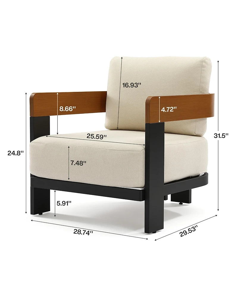 Tribesigns 2-Piece Patio Conversation Set, Patio Sofa with Removable Cushions, Outdoor Armchair with Meatl Frame & Thick Seat Cushion (No Table)