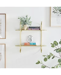 Danya BTwo-Tier Gold Metal Bracket Wall Shelf
