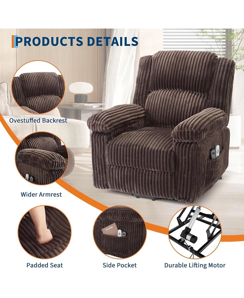 gaomon Power Lift Recliner Chair - Heat and Massage, Electric Plush with Soft Padded Seat, Back Support & Armrests, Designed
