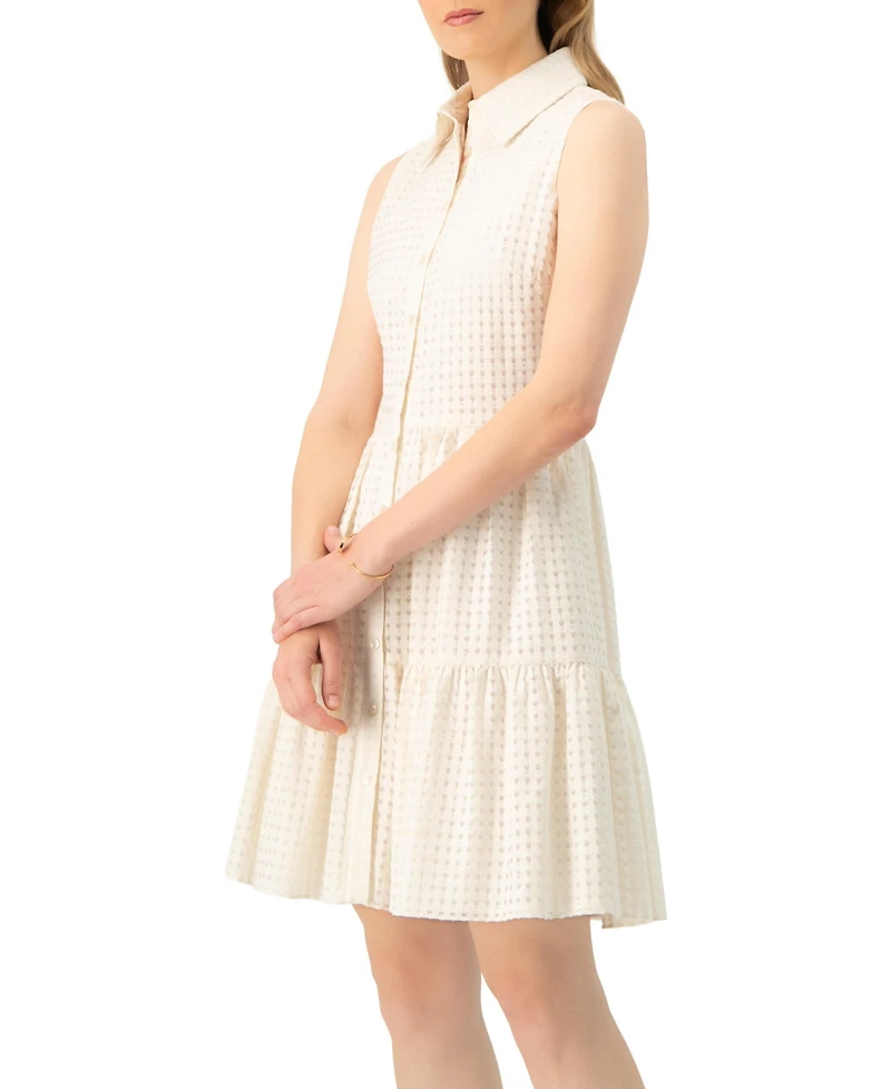 Ivonne Women's Button-Up Sleeveless A-Line Knit Dress