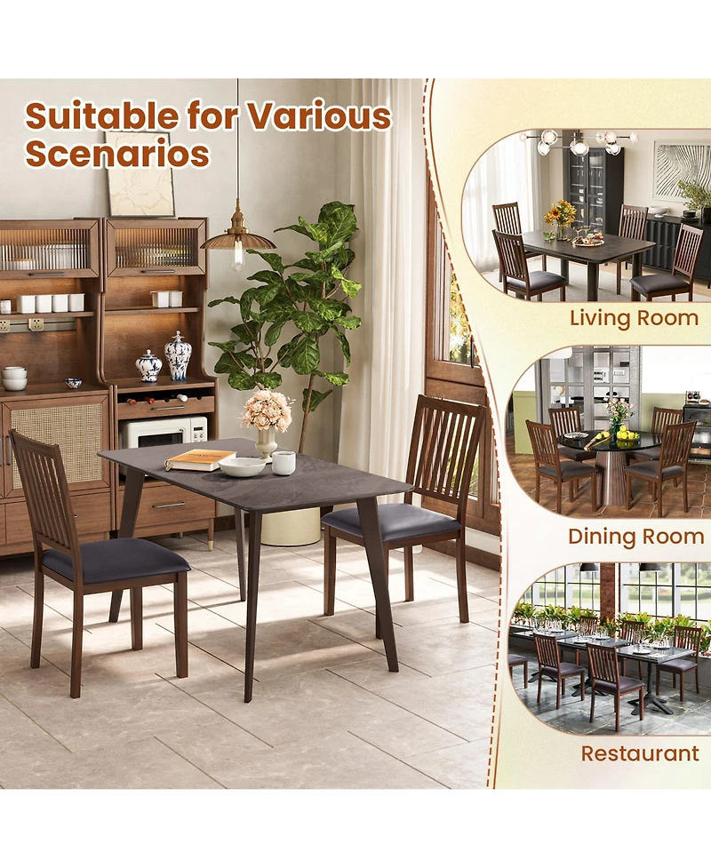 Sugift Upholstered Modern Dining Chair Set of 2 with Slanted High Backrest