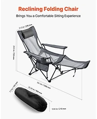 Mecale Reclining Camping Chair with Headrest and Foot Rest 220 lbs