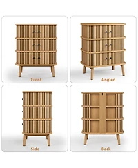 gaomon Bedroom 3 Drawer Dresser, Mid Century Modern Wood Chest with Sliding Door Accent, Storage Cabinet.