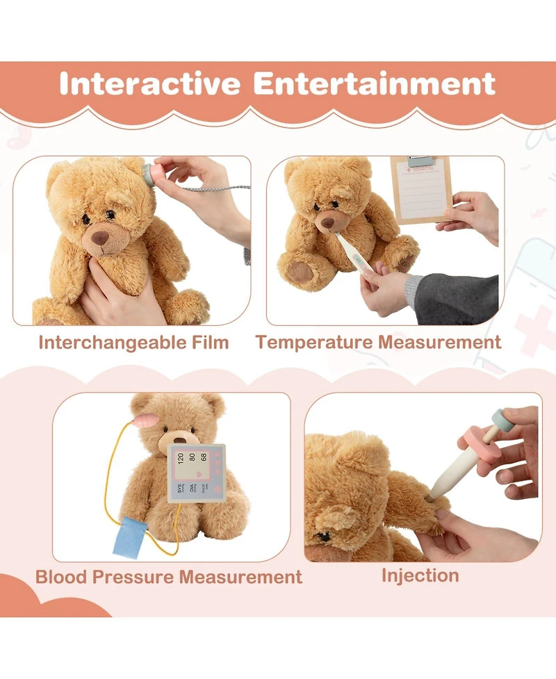 Mecale Kids Wooden Doctor Playset Pretend Kit with Cart, Gift for Ages 3+