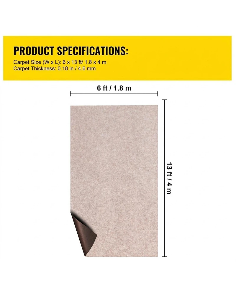 Sugift Boat Carpet 6ft x 13.1ft, Waterproof, Marine Grade with Anti-Slip Backing