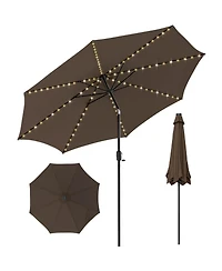 Sugift 10 Feet Patio Umbrella with 112 Solar Lights and Crank Handle