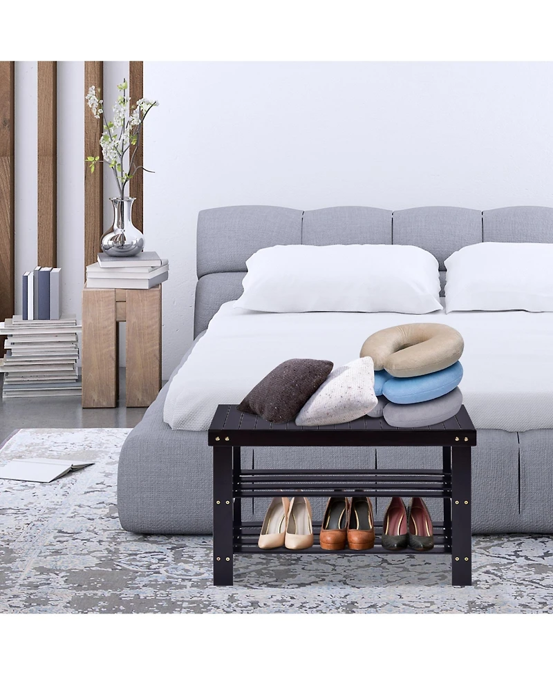 Gouun 3-Tier Bamboo Shoe Rack Bench for Entryway