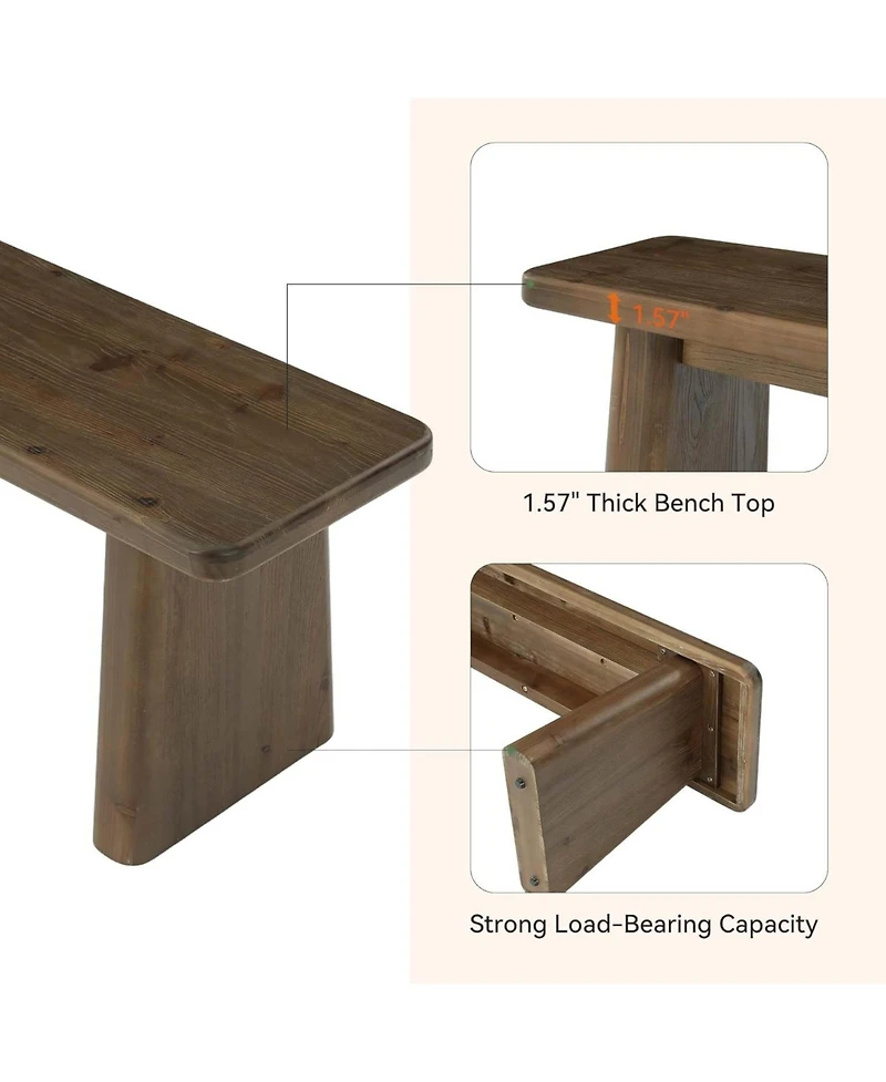 Tribesigns 55.1" Solid Wood Entryway Bench, Rustic Shoe Bench for Mudroom Hallway, End of Bed and Dining Kitchen Benches
