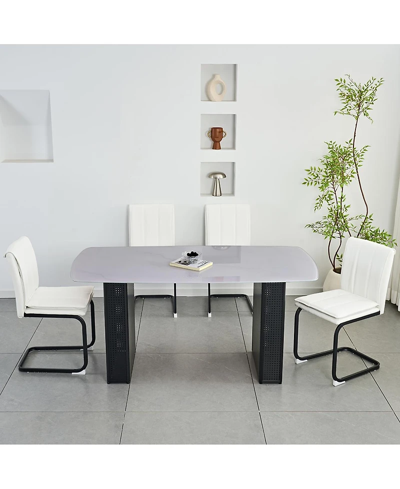 Streamdale Furniture Pu Leather Dining Chairs with Metal Legs -4 chairs.