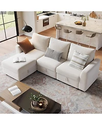 gaomon L-Shape Sectional Sofa with Storage, 108" Modular Couch, 4-Seater Sofa Bed with Ottoman, Chenille Fabric with Hidden Storage for Small Spaces