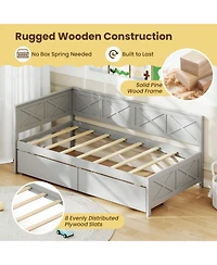 Gouun Pine Wood Twin Daybed with Storage Drawers