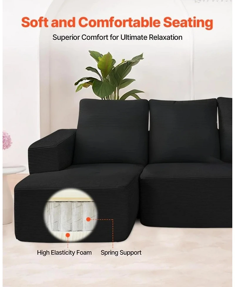 Gouun Corduroy U-Shaped Modular Sectional Sofa with Chaise, 1200 lbs Capacity, 100.7 x 49.6 in