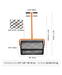 Sugift Compost Spreader, 24" Wide, Adjustable Handle for Lawn and Garden Use