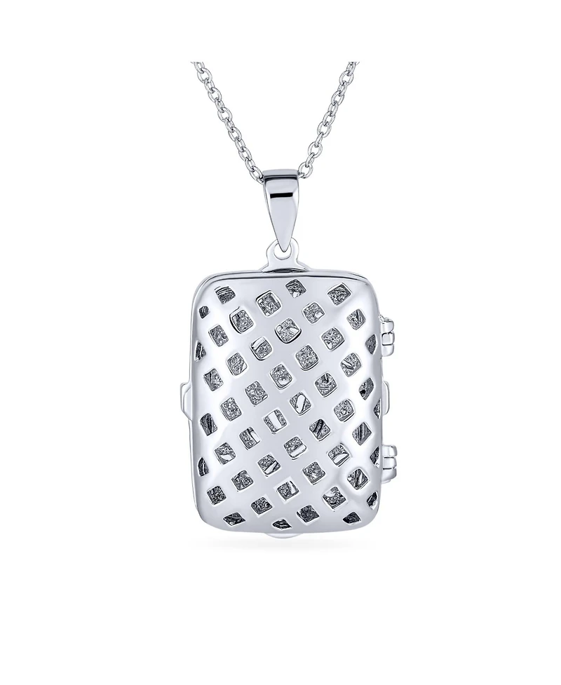 Bling Jewelry Vintage Style Keepsake Infinity Rectangle Photo Locket Pendant Necklace Sterling Silver