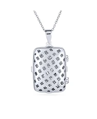 Bling Jewelry Vintage Style Keepsake Infinity Rectangle Photo Locket Pendant Necklace Sterling Silver