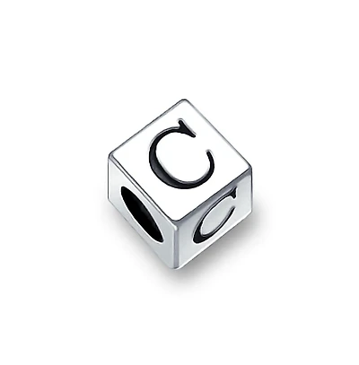 Bling Jewelry Block Letter Alphabet Initial Charm Bead For European Bracelet