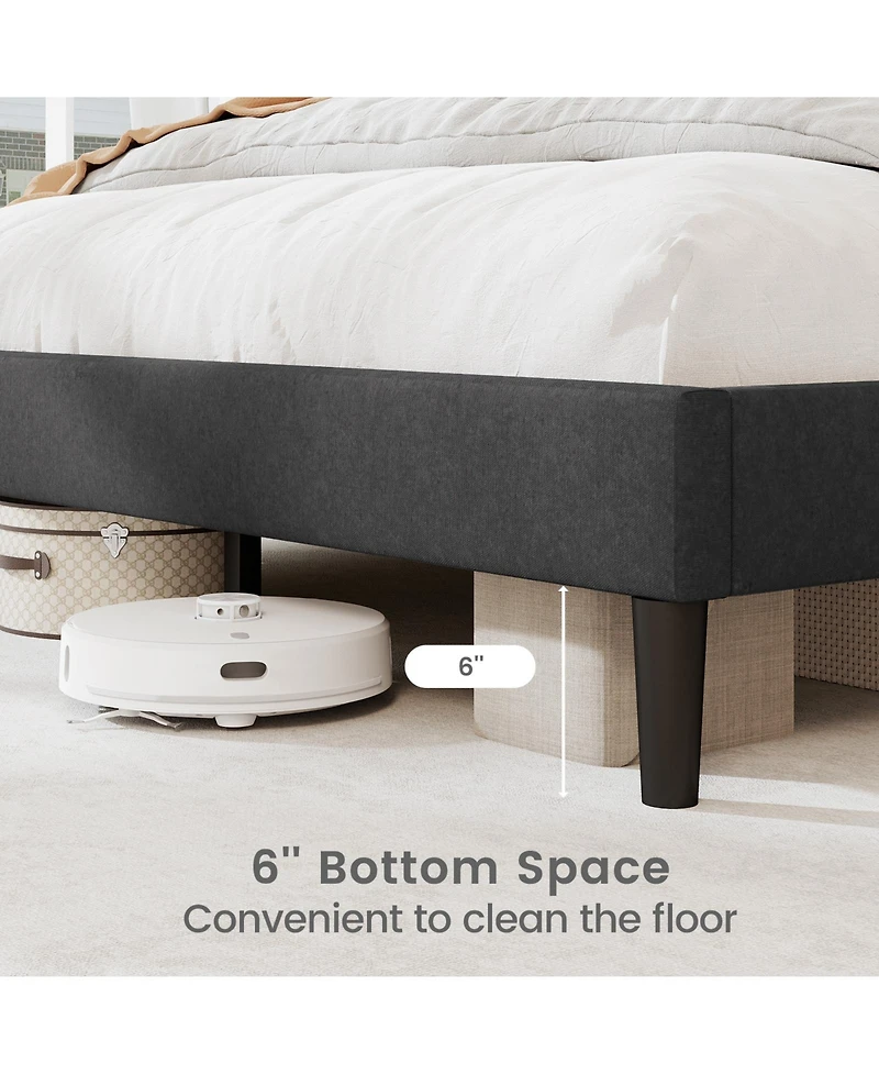 Sugift Queen Size Upholstered Platform Bed Frame with High Headboard