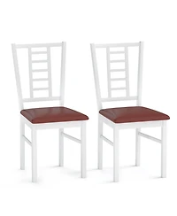 Sugift Pu Leather Upholstered Wood Dining Chairs Set of 2