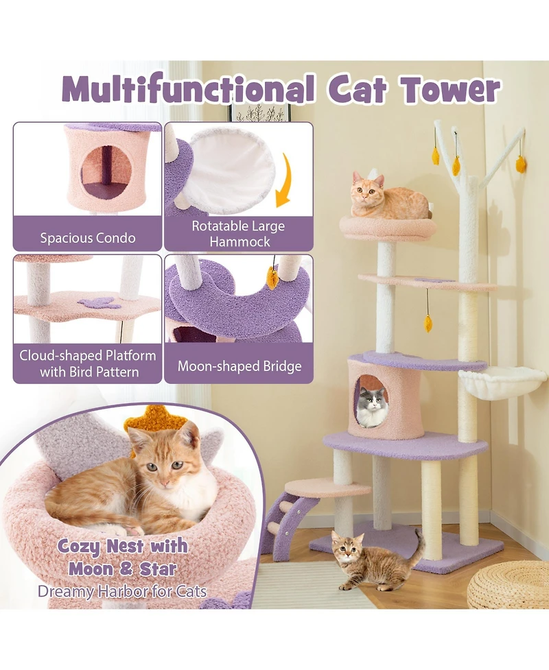 Cozito Cat Tower Multi-Level Star Moon Theme with Sisal Posts